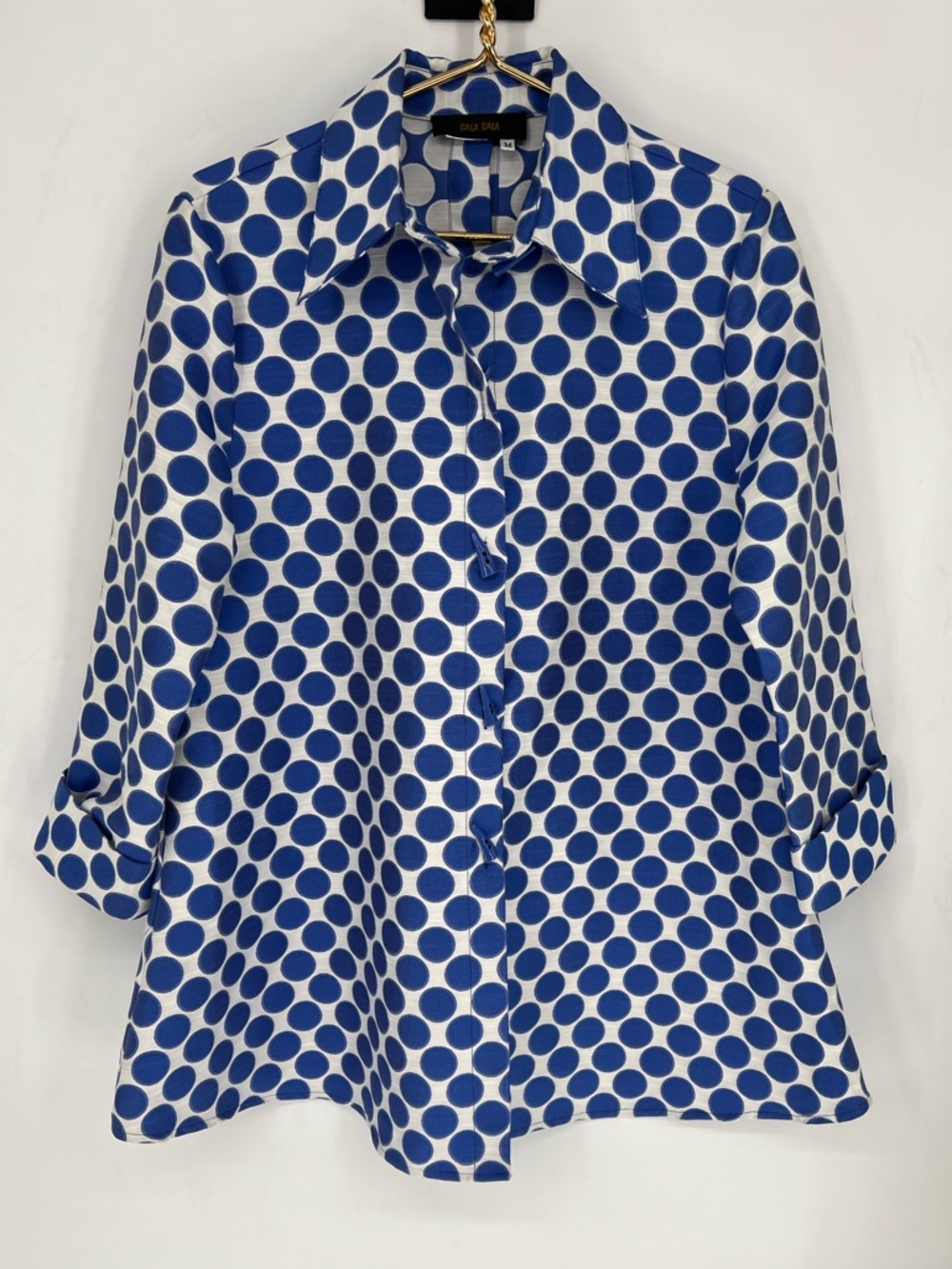 Bala Bala Jacket‎ Coat Lightweight Festive Polka Dot Blue Swing Jacket Toggle - Picture 13 of 13